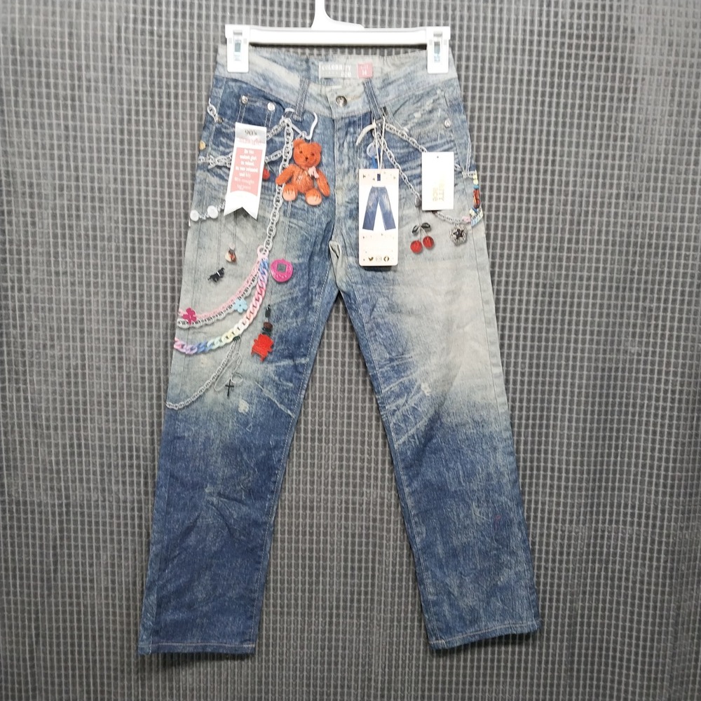 Celebrity Ace Kids Jeans 90s Charms Acid Wash 14 Blue